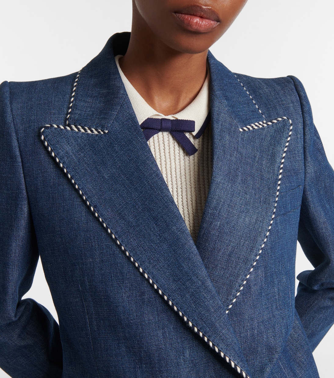 Double-breasted chambray blazer | Valentino
