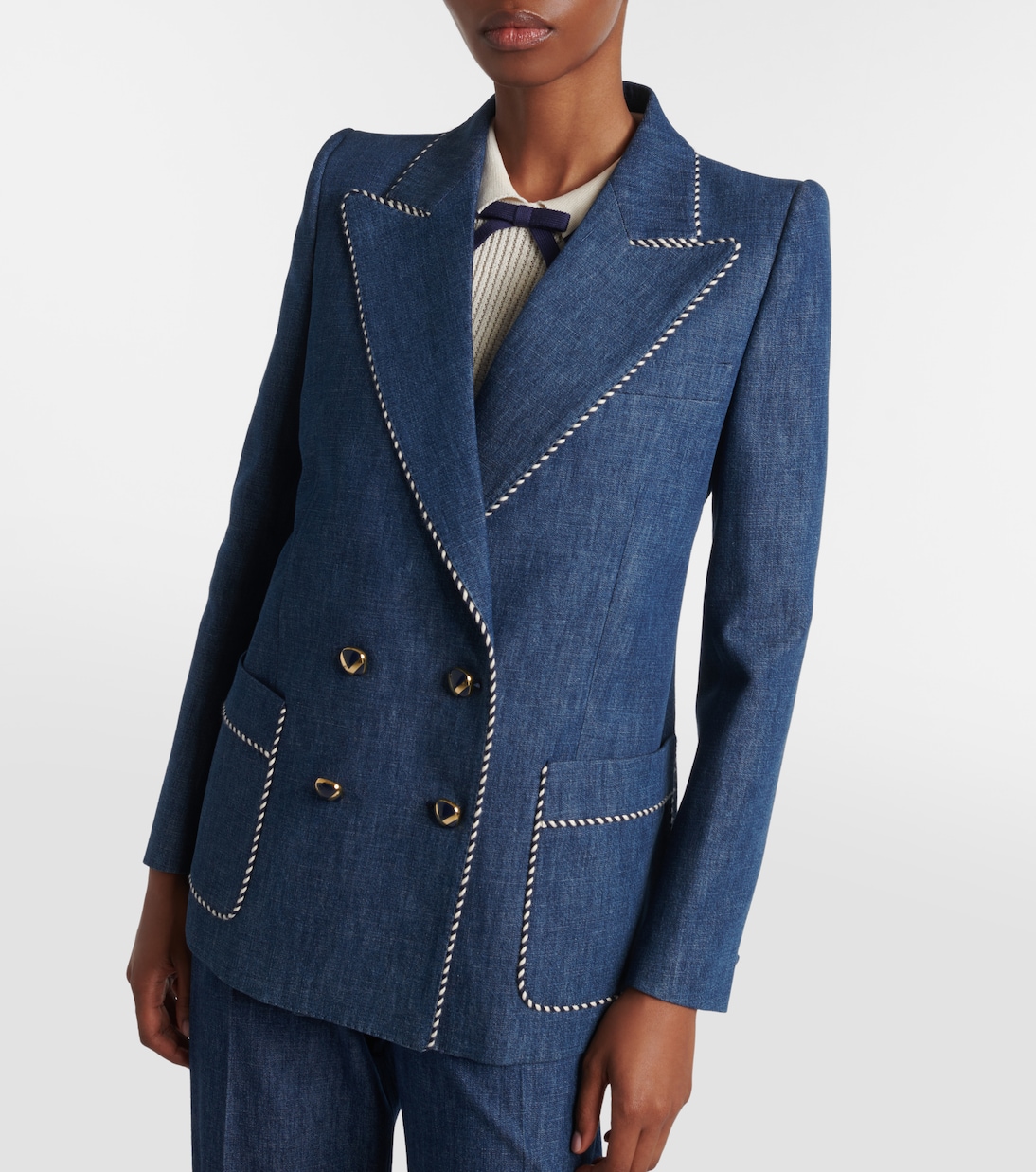 Double-breasted chambray blazer | Valentino