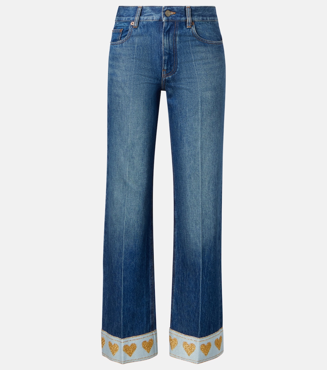 Embellished mid-rise straight jeans | Valentino