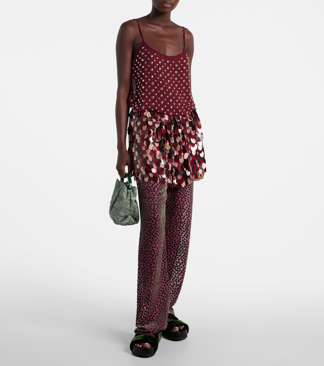 Sandali in velluto con pelle | Dries Van Noten