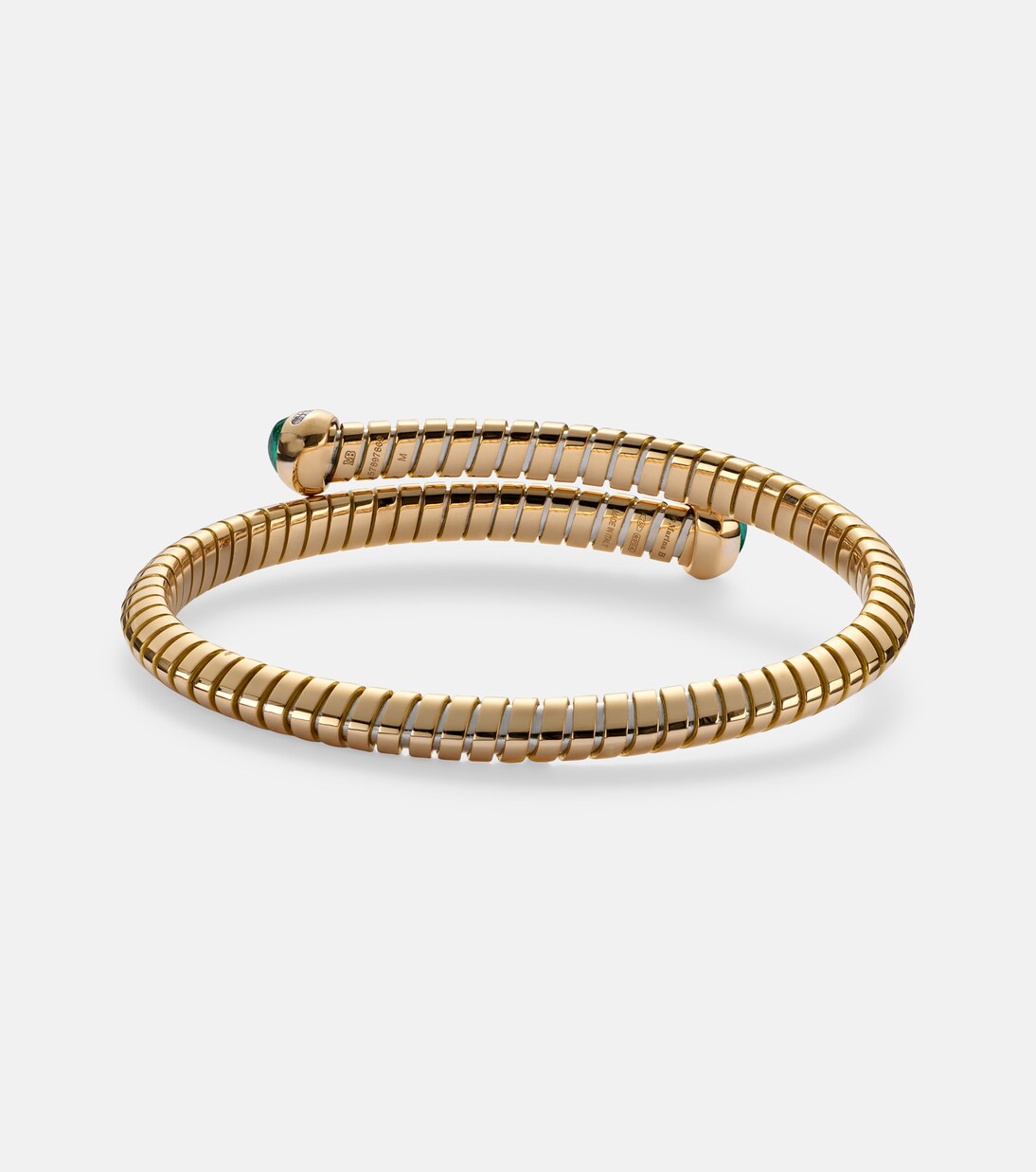 18kt yellow gold bangle with emeralds and diamonds  | Marina B