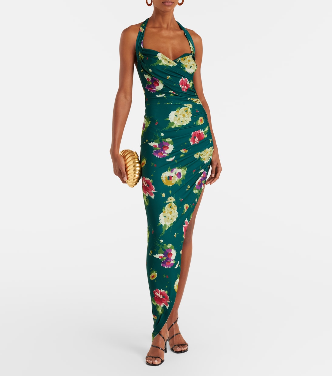 Cayla asymmetric ruched midi dress | Norma Kamali