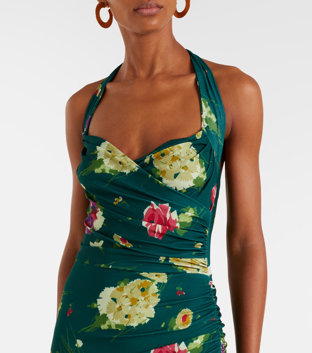 Cayla asymmetric ruched midi dress | Norma Kamali