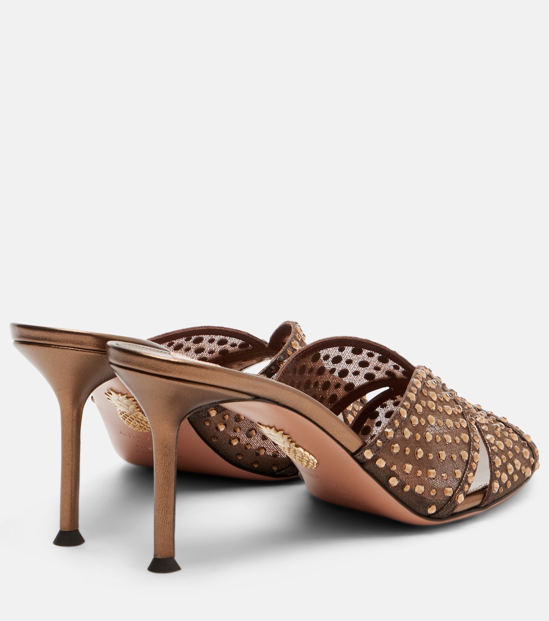 Crystal Lover embellished tulle mules | Aquazzura