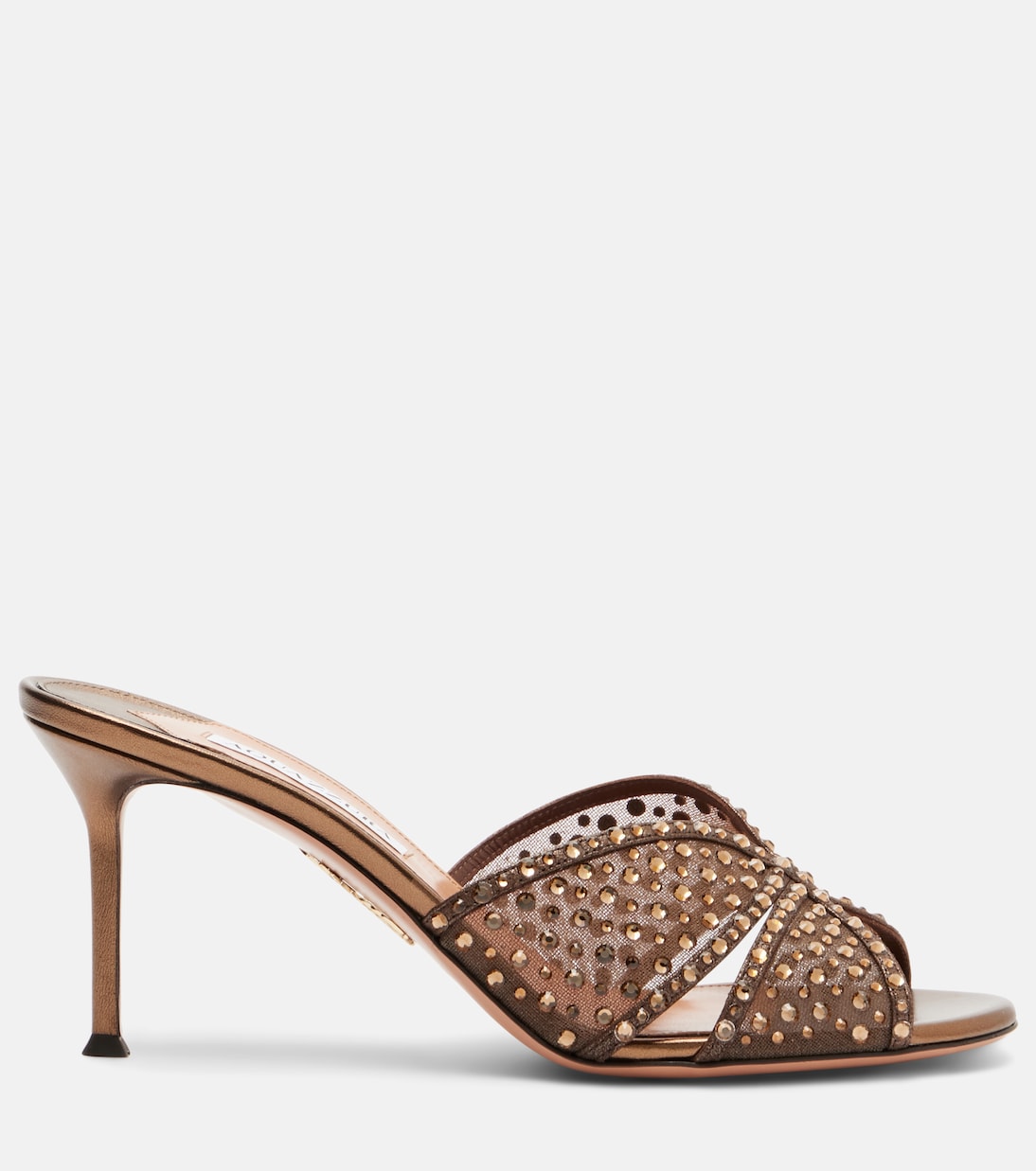 Crystal Lover embellished tulle mules | Aquazzura
