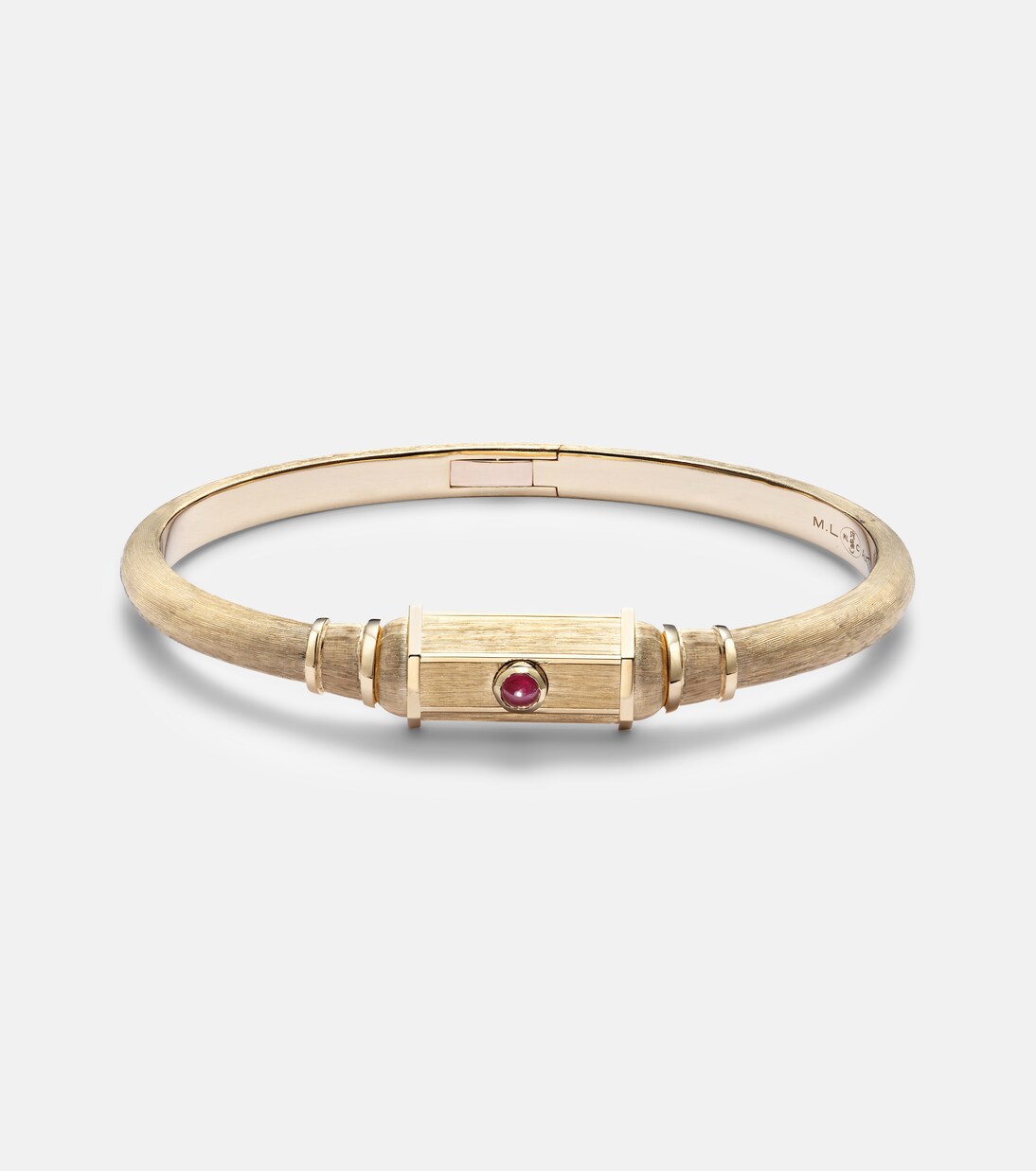 Baby 18kt gold (750/1000) locket bangle with ruby | Marie Lichtenberg