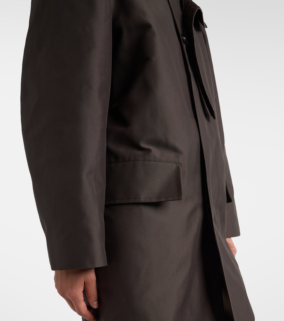 인트레치아토 레더 트리밍 트렌치 코트 | Bottega Veneta