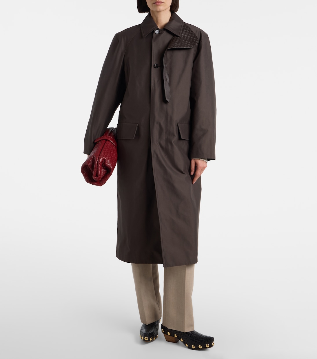 인트레치아토 레더 트리밍 트렌치 코트 | Bottega Veneta