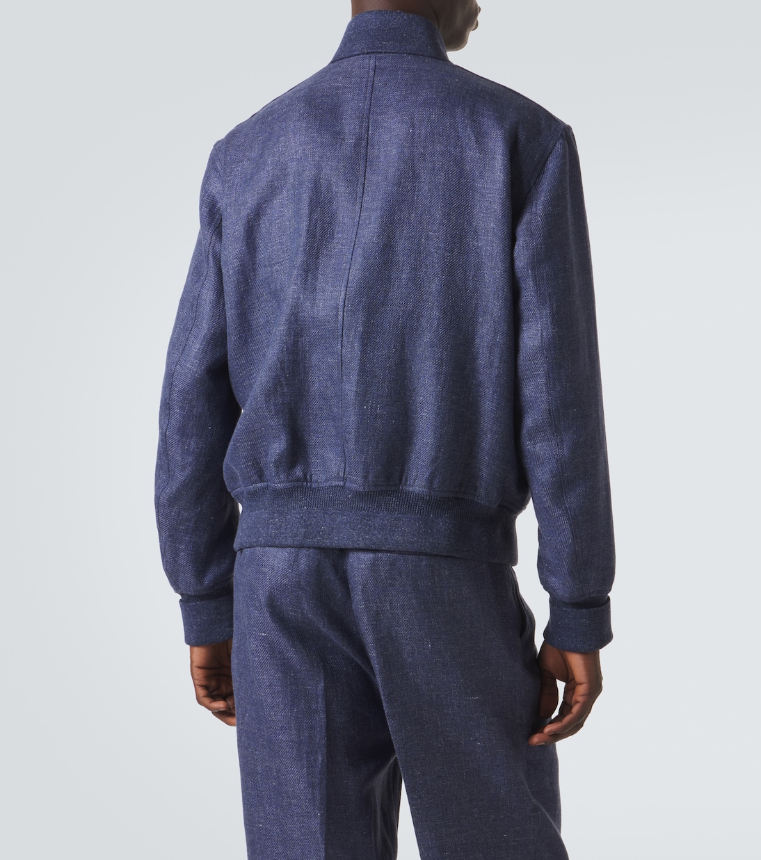 Leather-trimmed linen, wool, and silk bomber jacket | Berluti