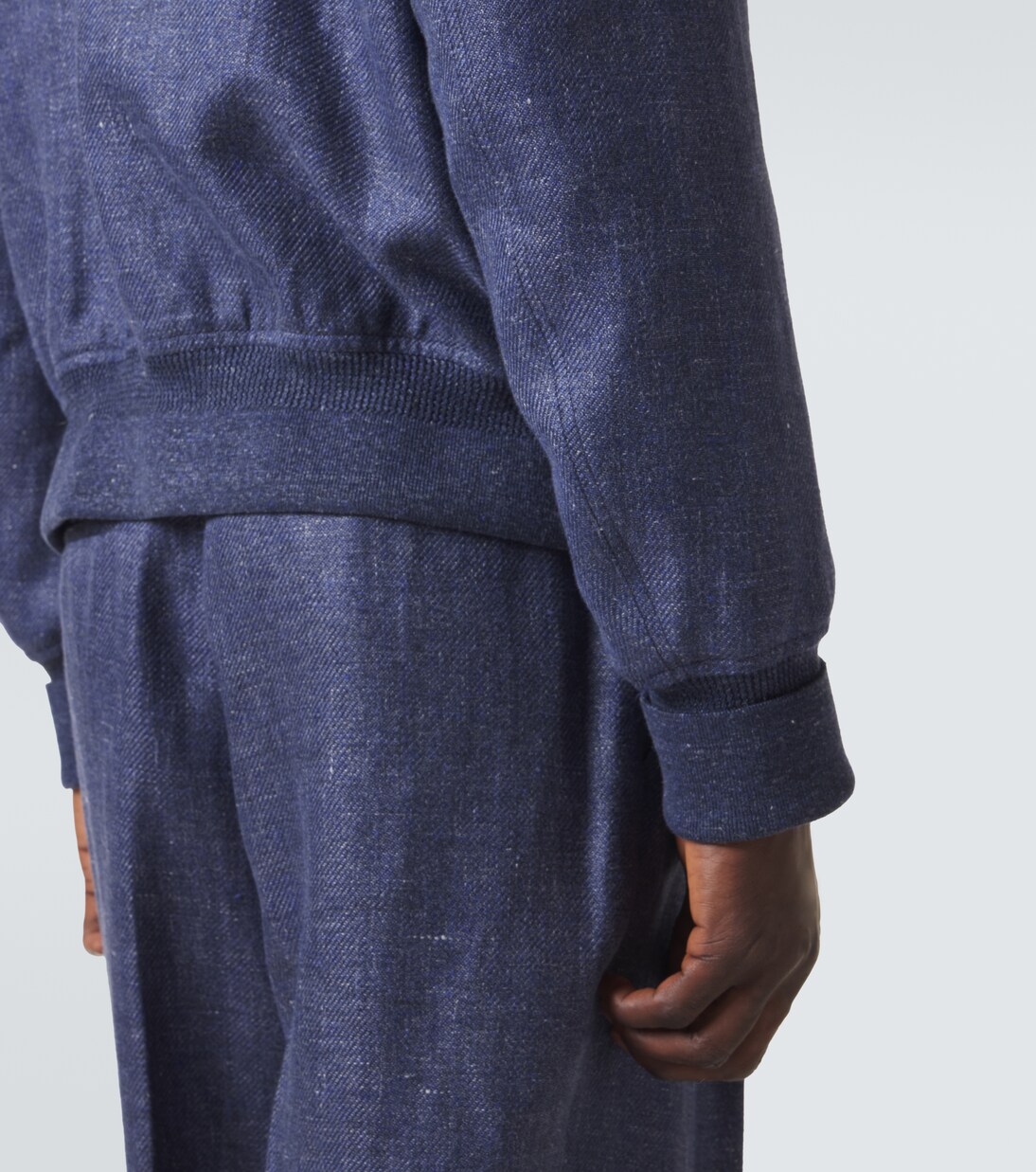 Leather-trimmed linen, wool, and silk bomber jacket | Berluti