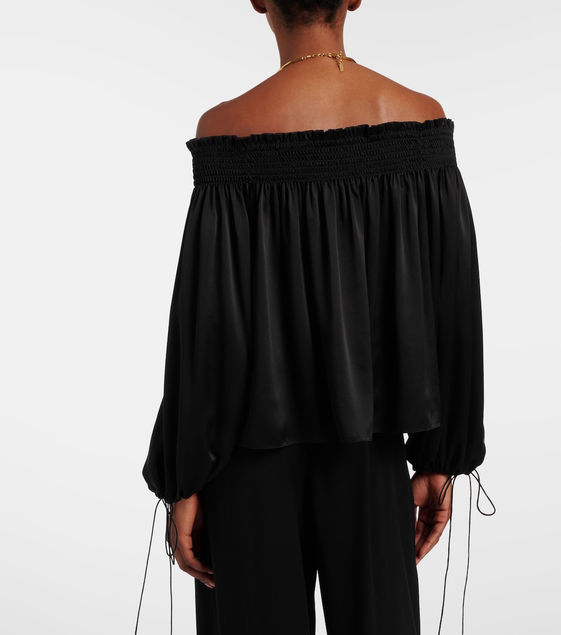 Off-shoulder silk satin top | Chloé