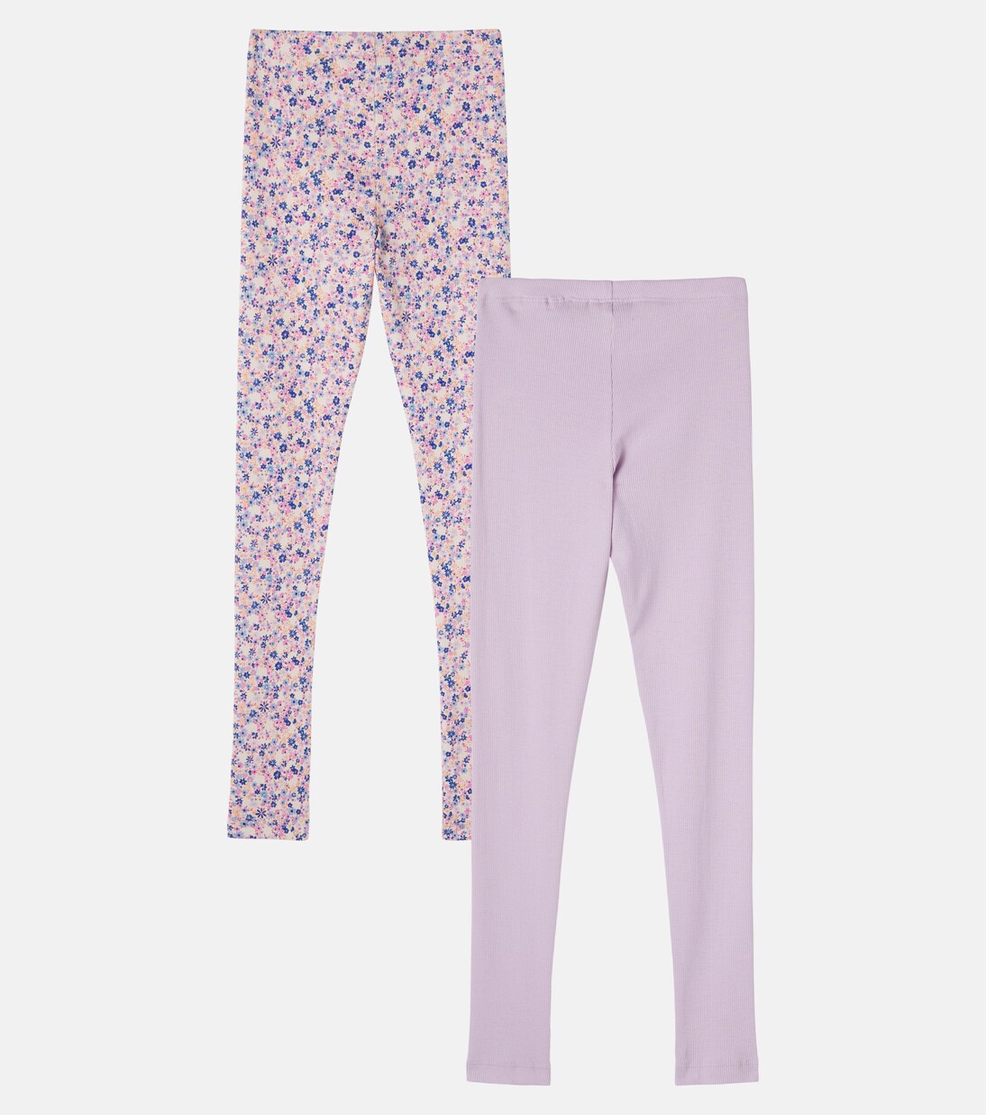 Set Jules aus zwei Leggings aus Rippstrick | Wheat