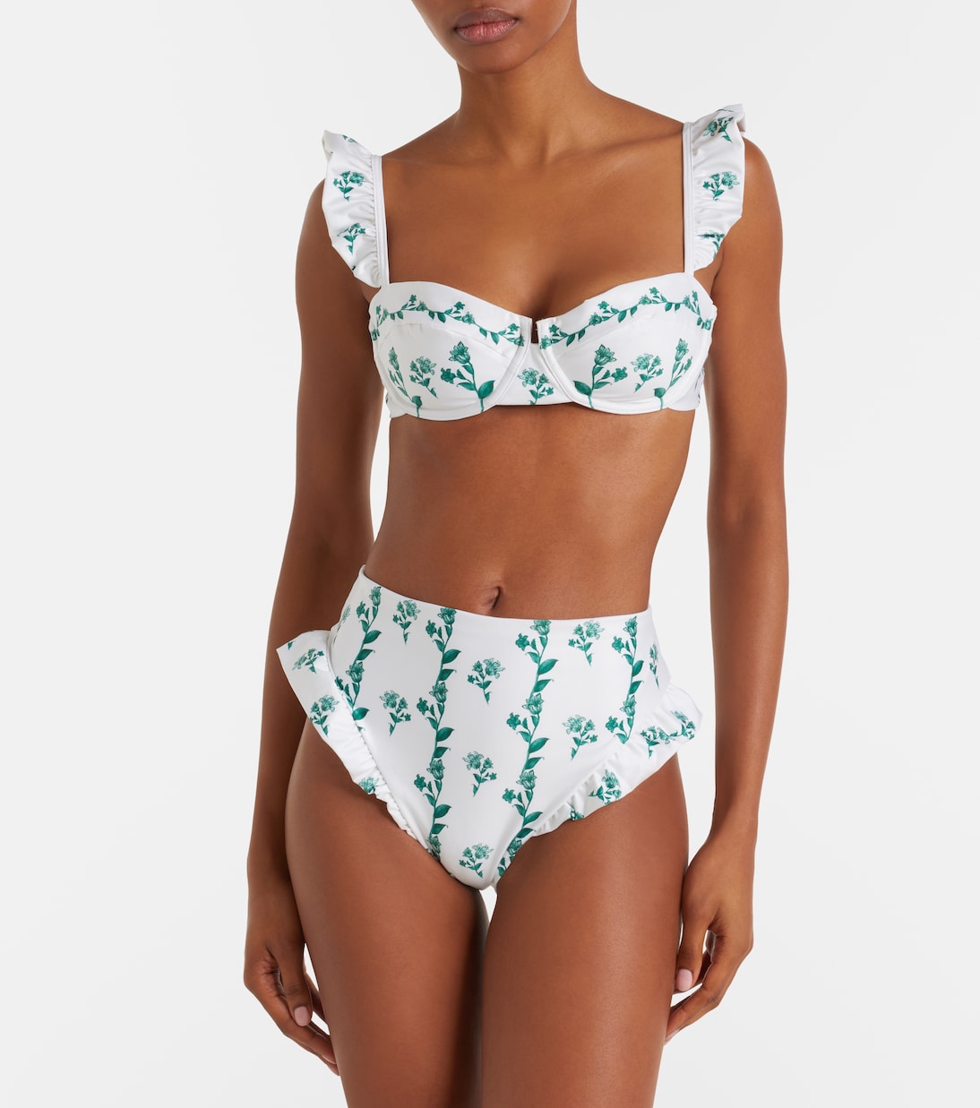 Bas de bikini Jengibre floral à volants | Agua by Agua Bendita