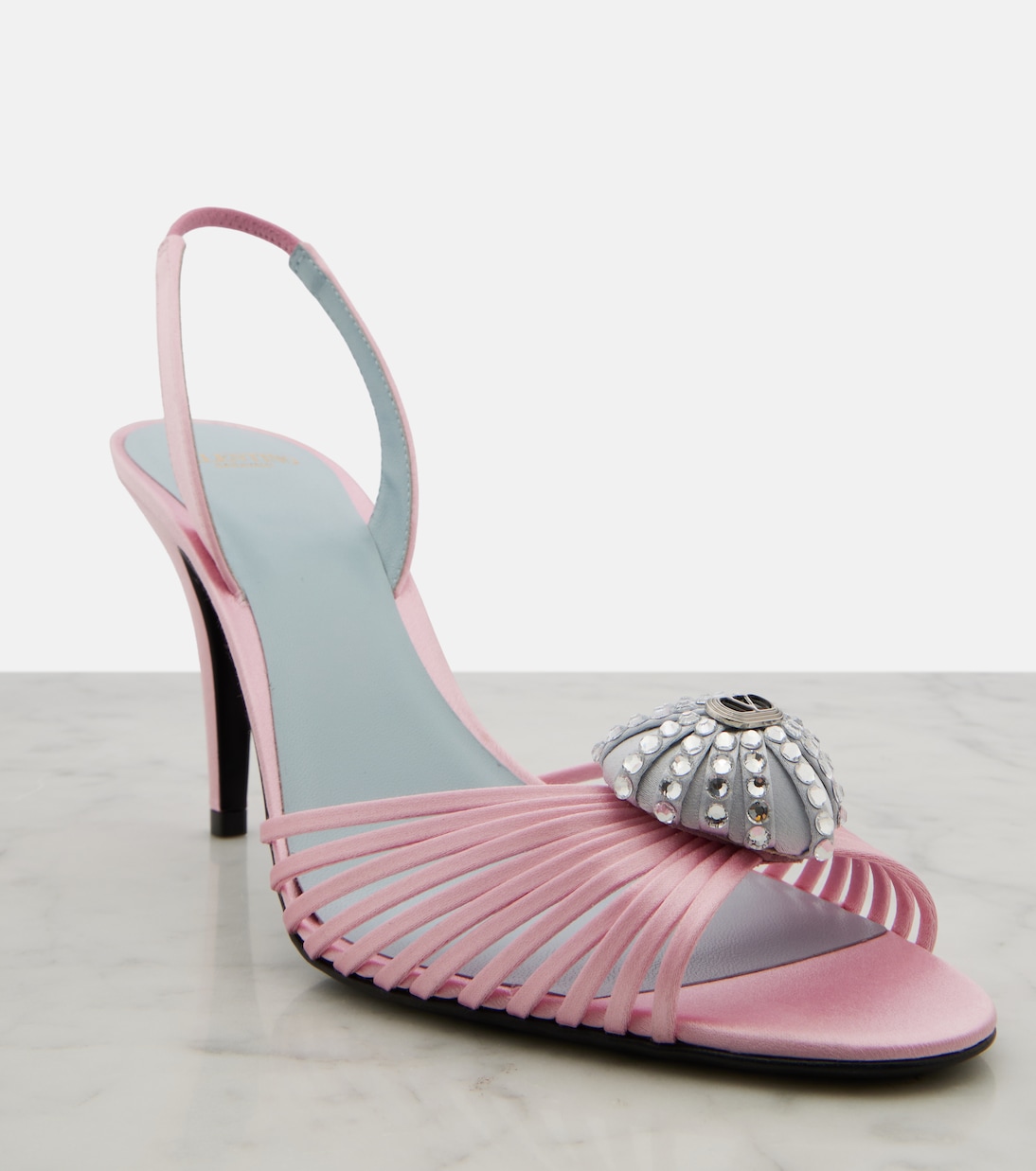 Cœur Royal satin slingback sandals | Valentino Garavani
