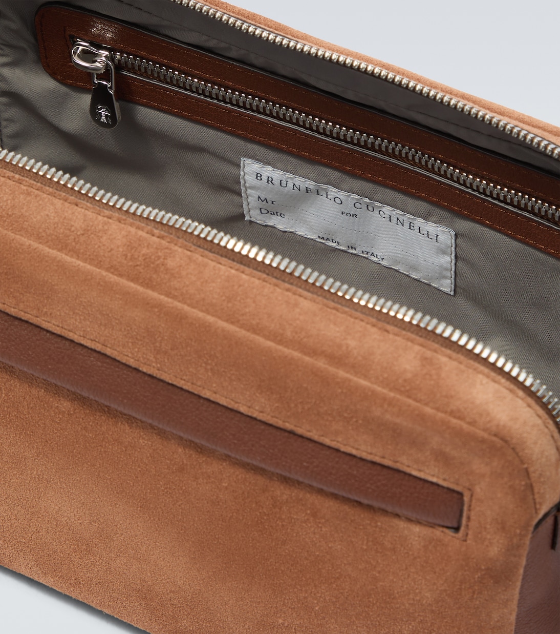 레더 트리밍 스웨이드 트래블 파우치 | Brunello Cucinelli