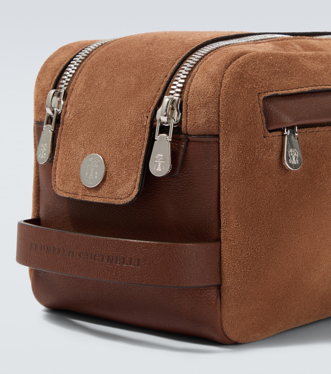 레더 트리밍 스웨이드 트래블 파우치 | Brunello Cucinelli