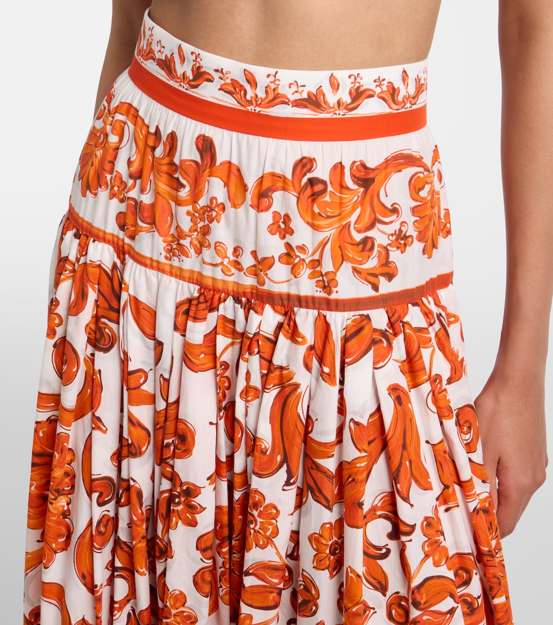 Majolica cotton poplin midi skirt | Dolce&Gabbana