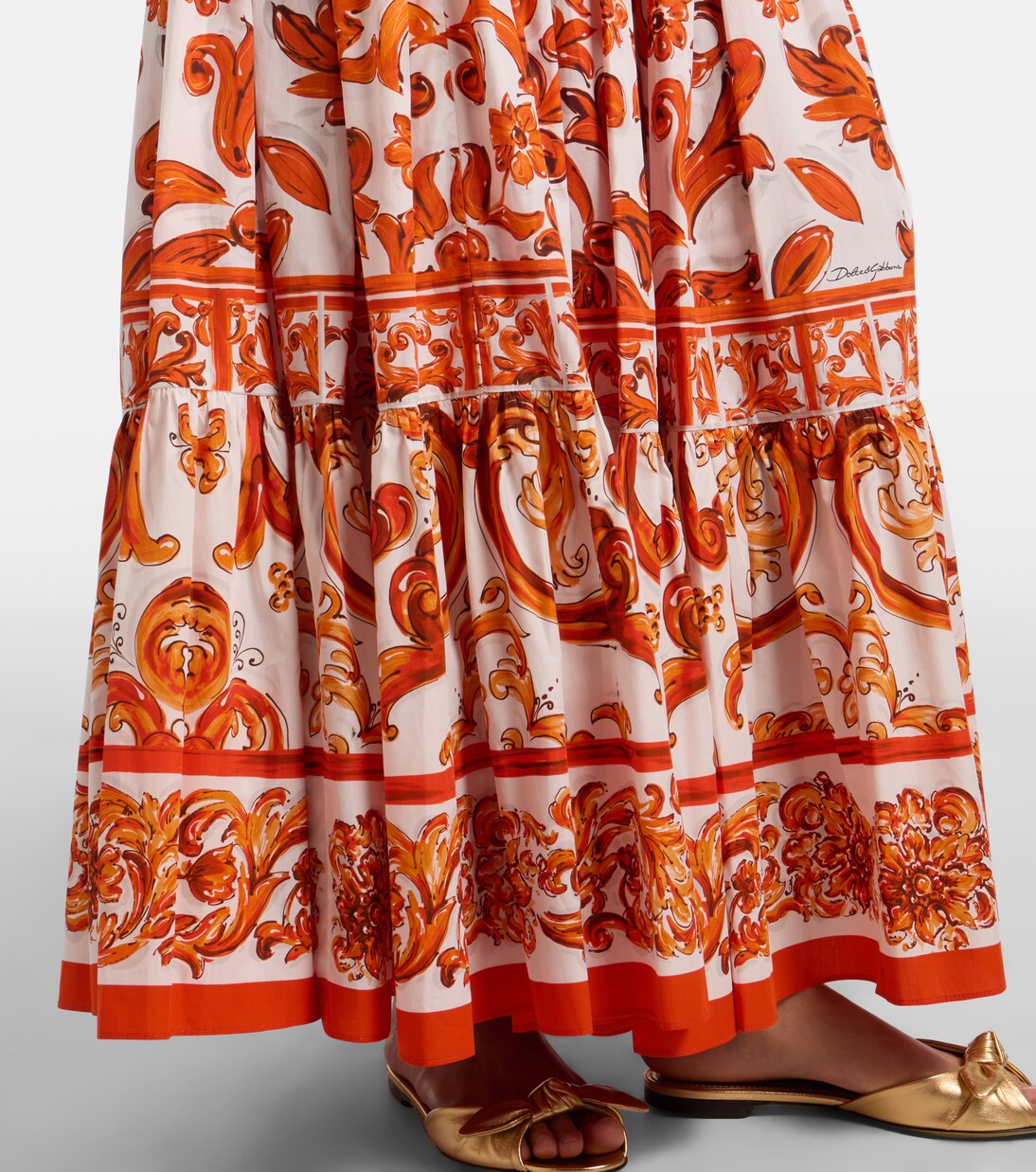 Majolica cotton poplin midi skirt | Dolce&Gabbana