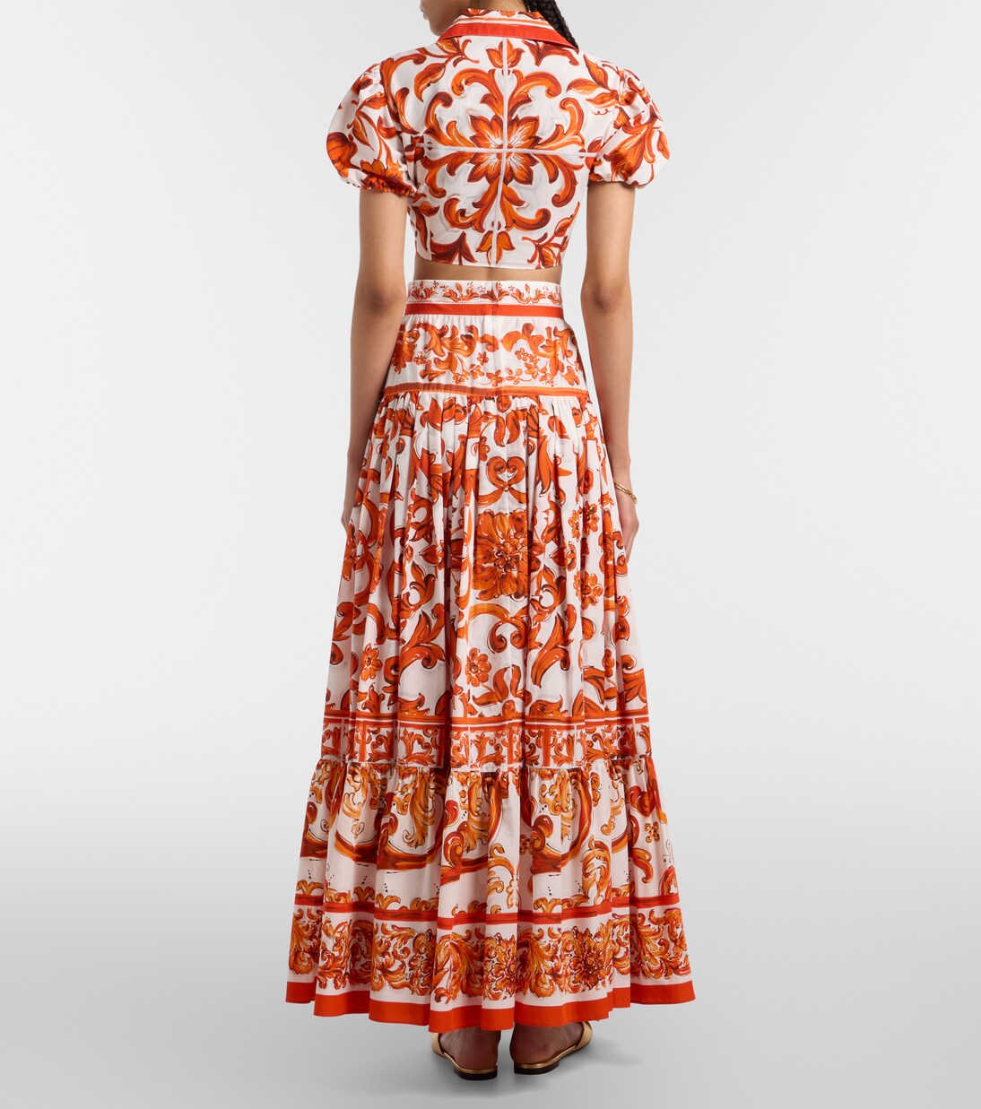 Majolica cotton poplin midi skirt | Dolce&Gabbana