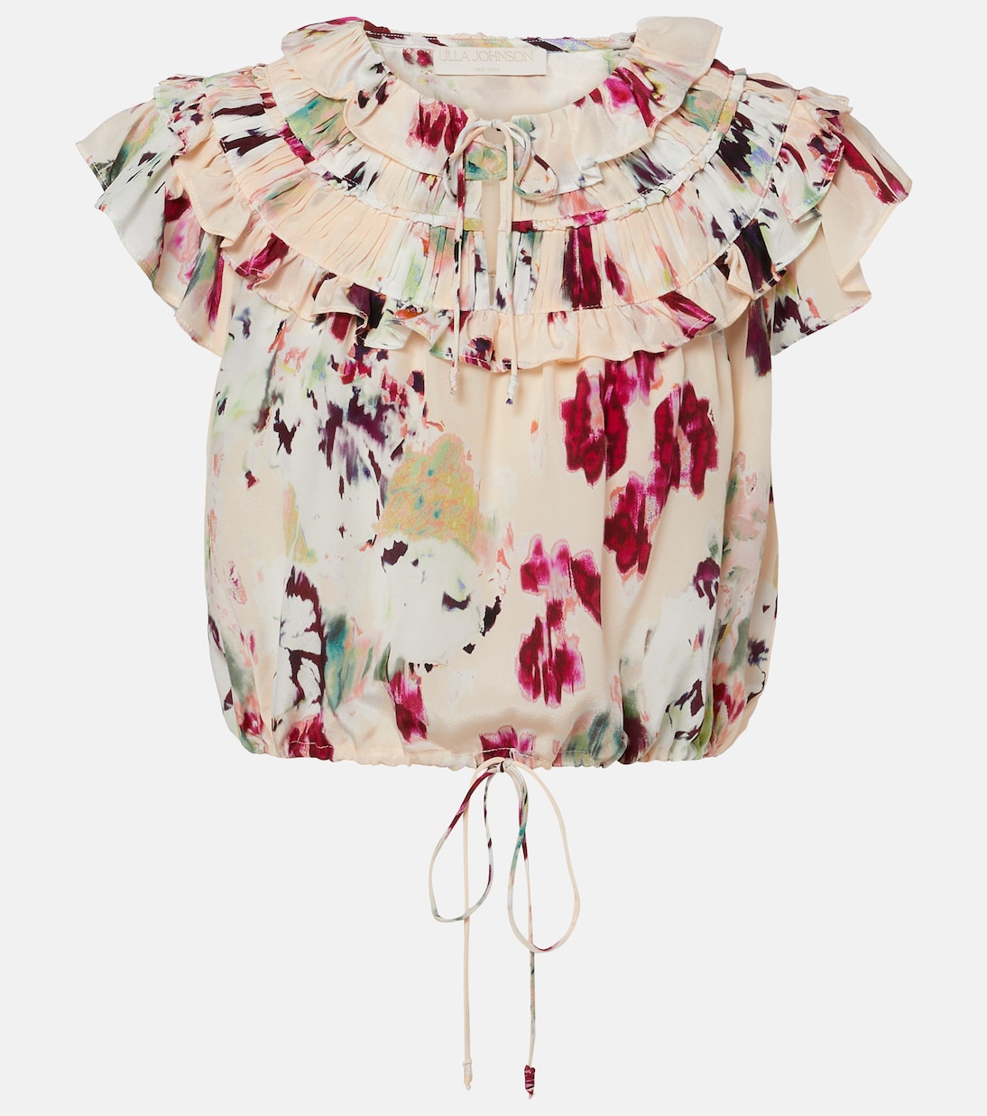 Eleonore floral ruffled silk crop top  | Ulla Johnson