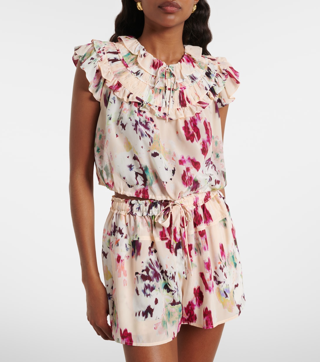 Eleonore floral ruffled silk crop top  | Ulla Johnson