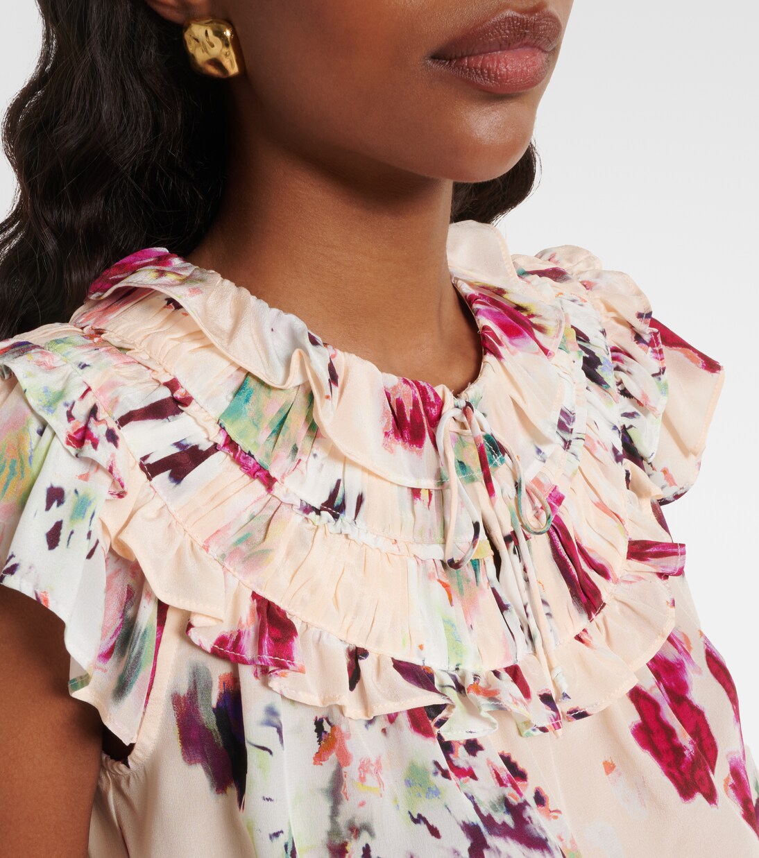 Eleonore floral ruffled silk crop top  | Ulla Johnson