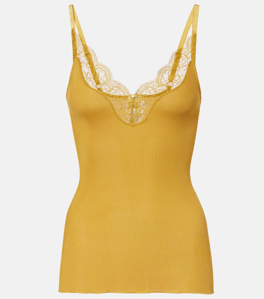 Tanktop aus Rippstrick aus Seide mit Spitze | Saint Laurent