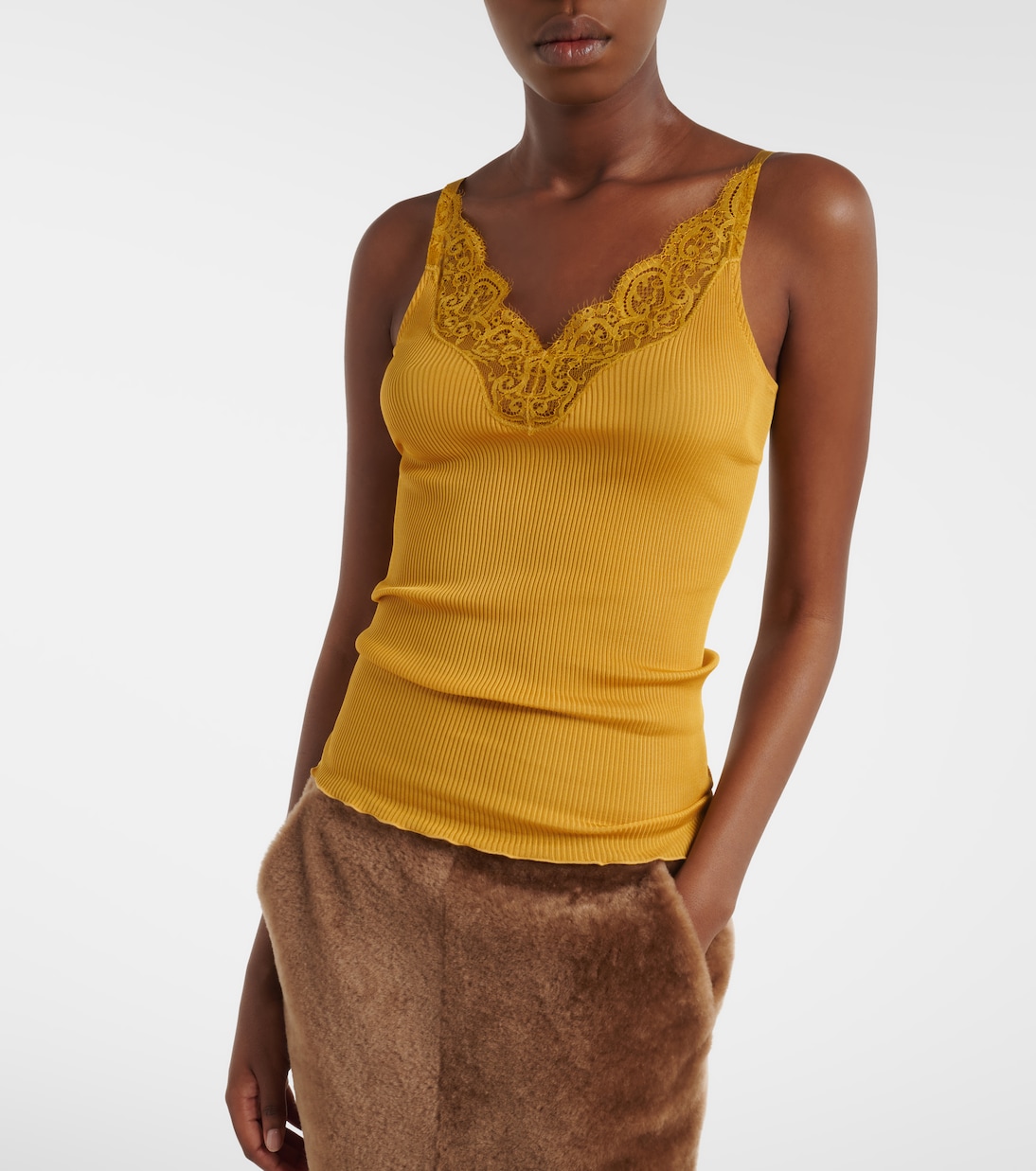 Top aus Rippstrick mit Spitze | Saint Laurent