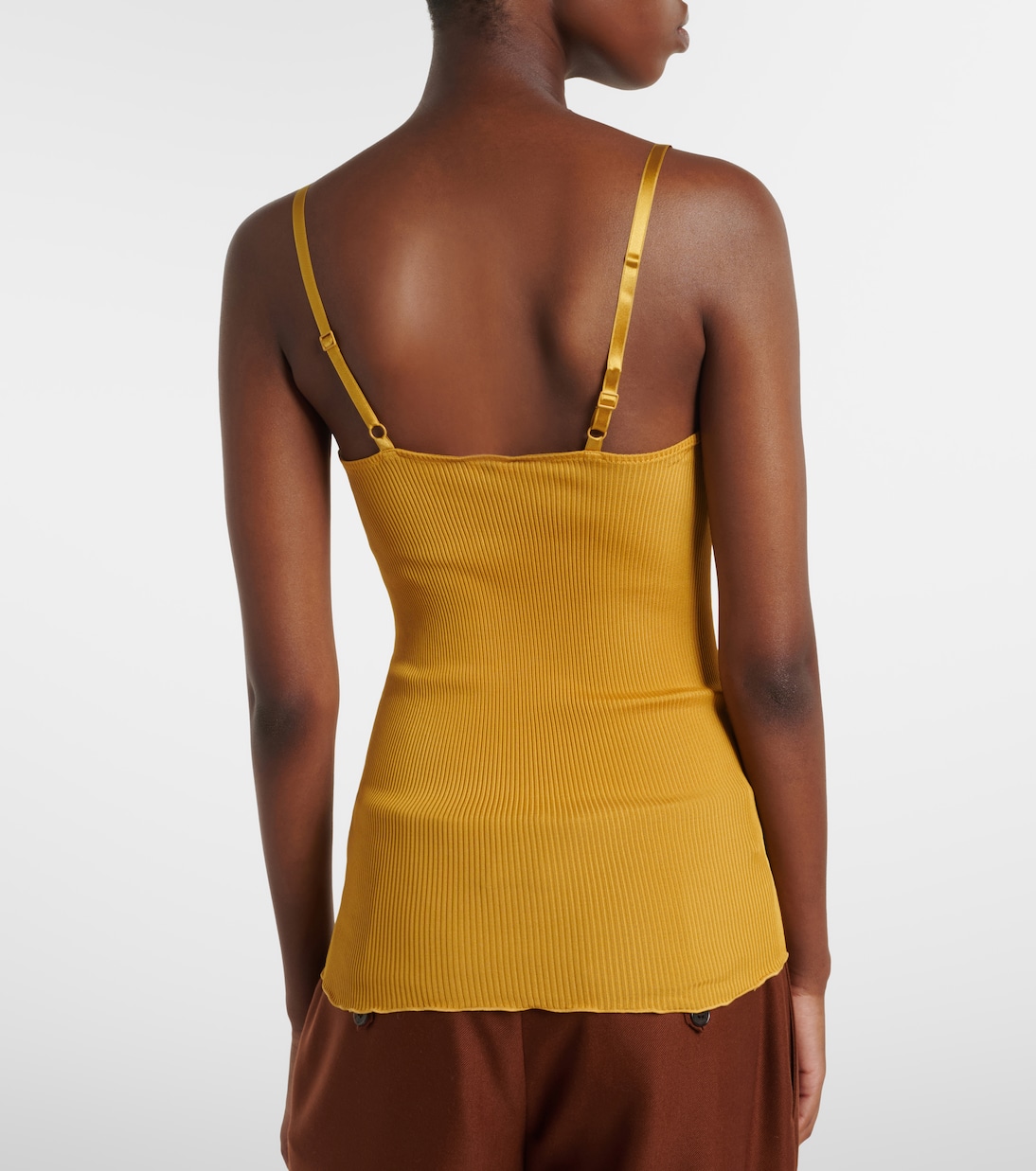 Tanktop aus Rippstrick aus Seide mit Spitze | Saint Laurent