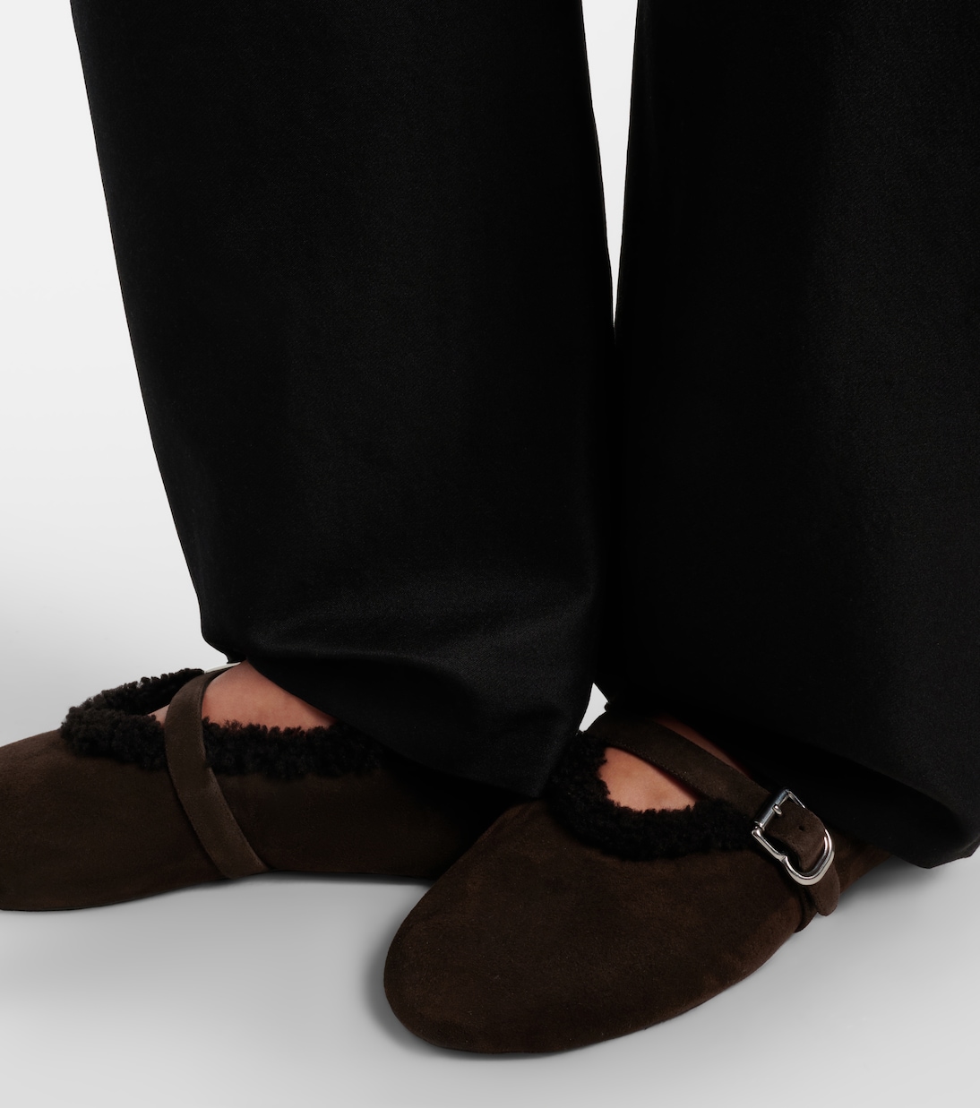 Shearling-lined suede Mary Jane flats  | Alaïa