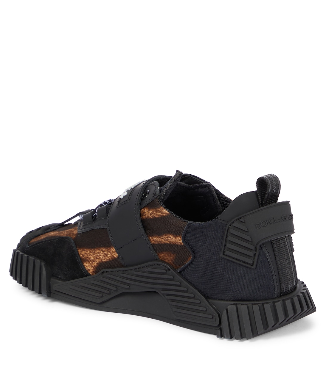 NS1 leopard-panel leather sneakers | Dolce&Gabbana Kids