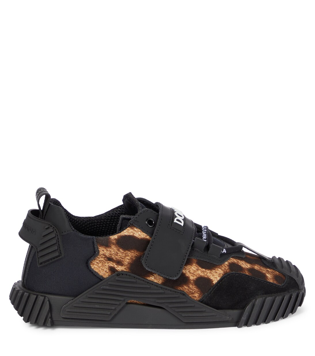 NS1 leopard-panel leather sneakers | Dolce&Gabbana Kids
