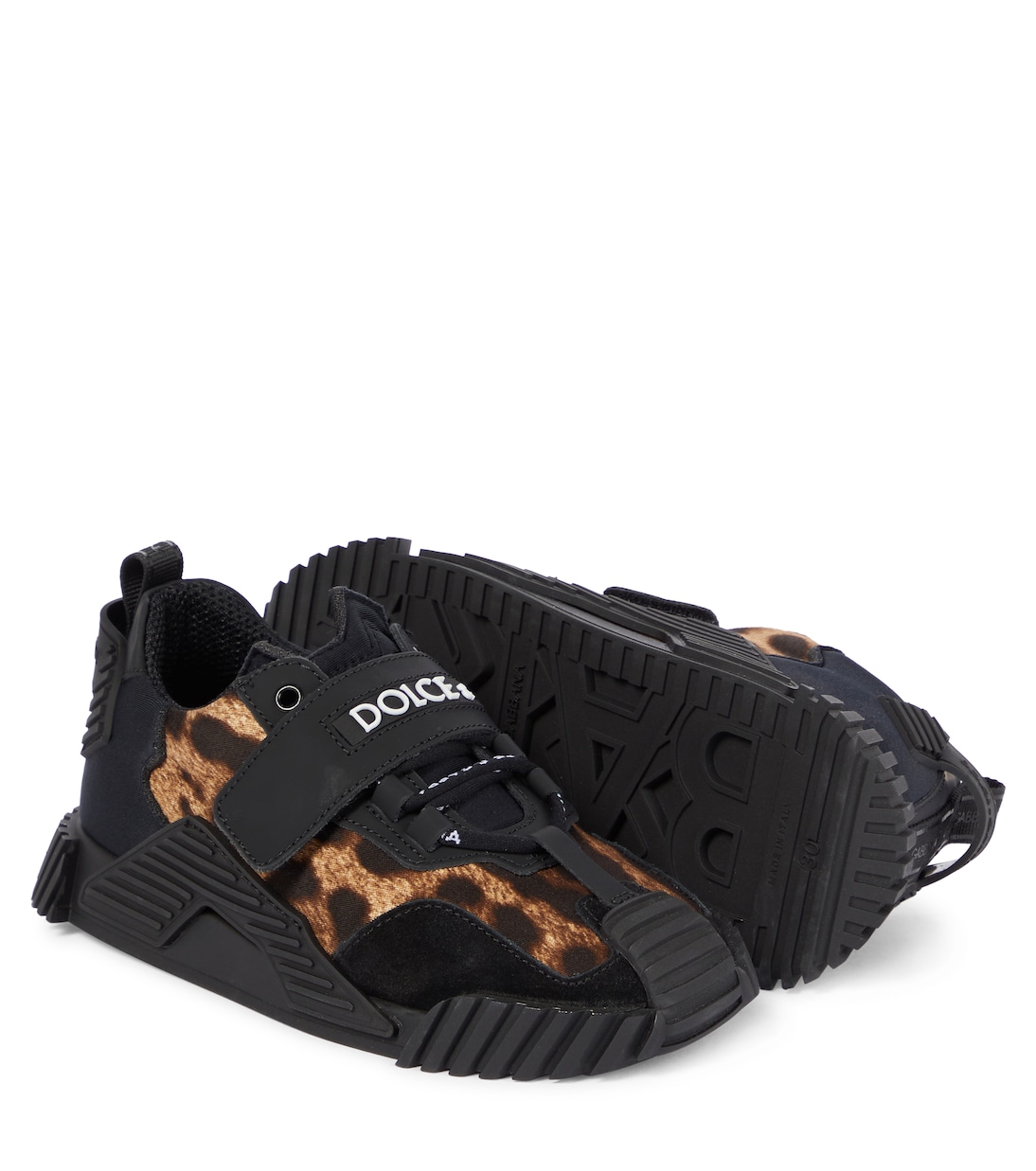 NS1 leopard-panel leather sneakers | Dolce&Gabbana Kids