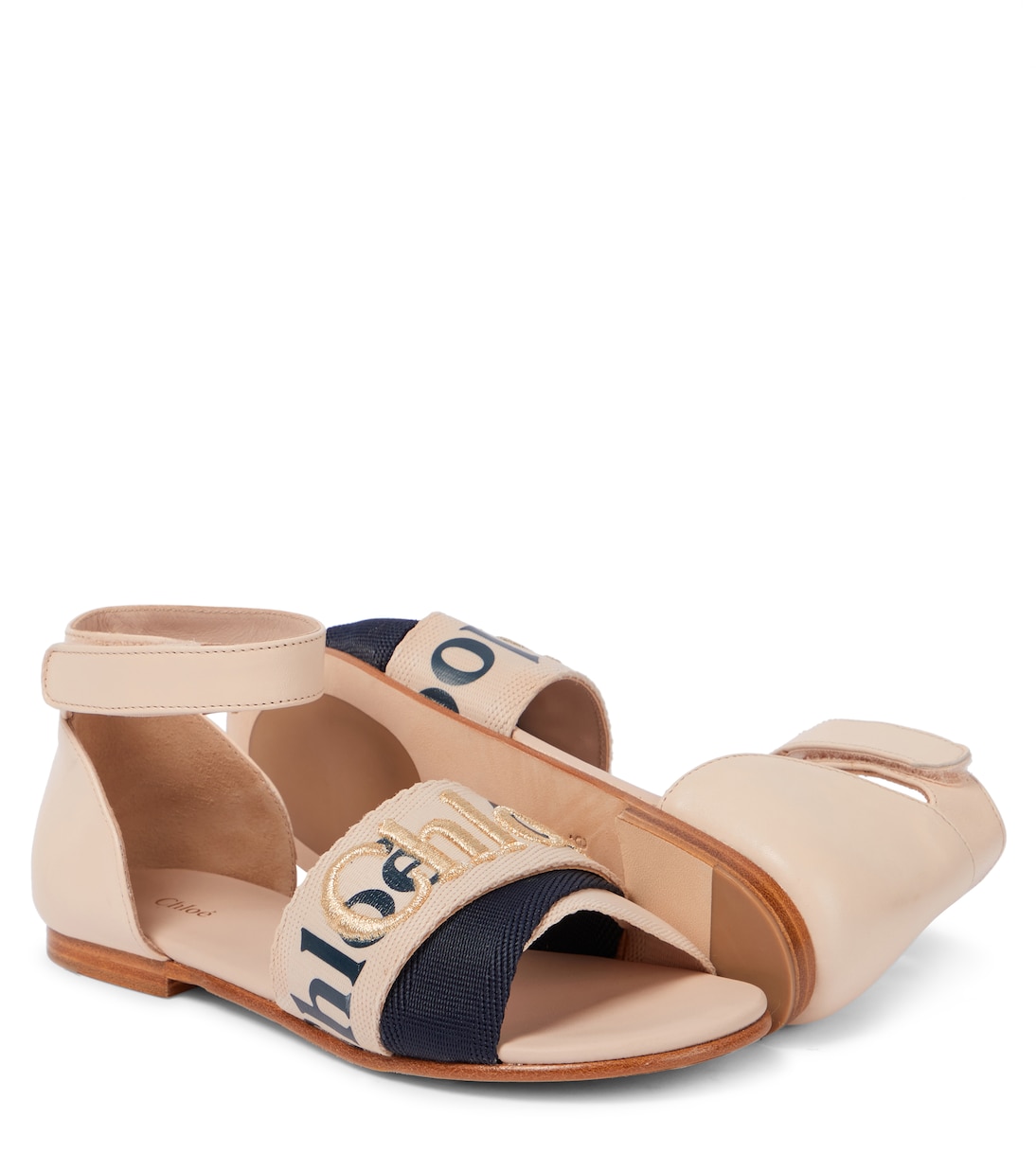 Leather-trimmed sandals | Chloé Kids
