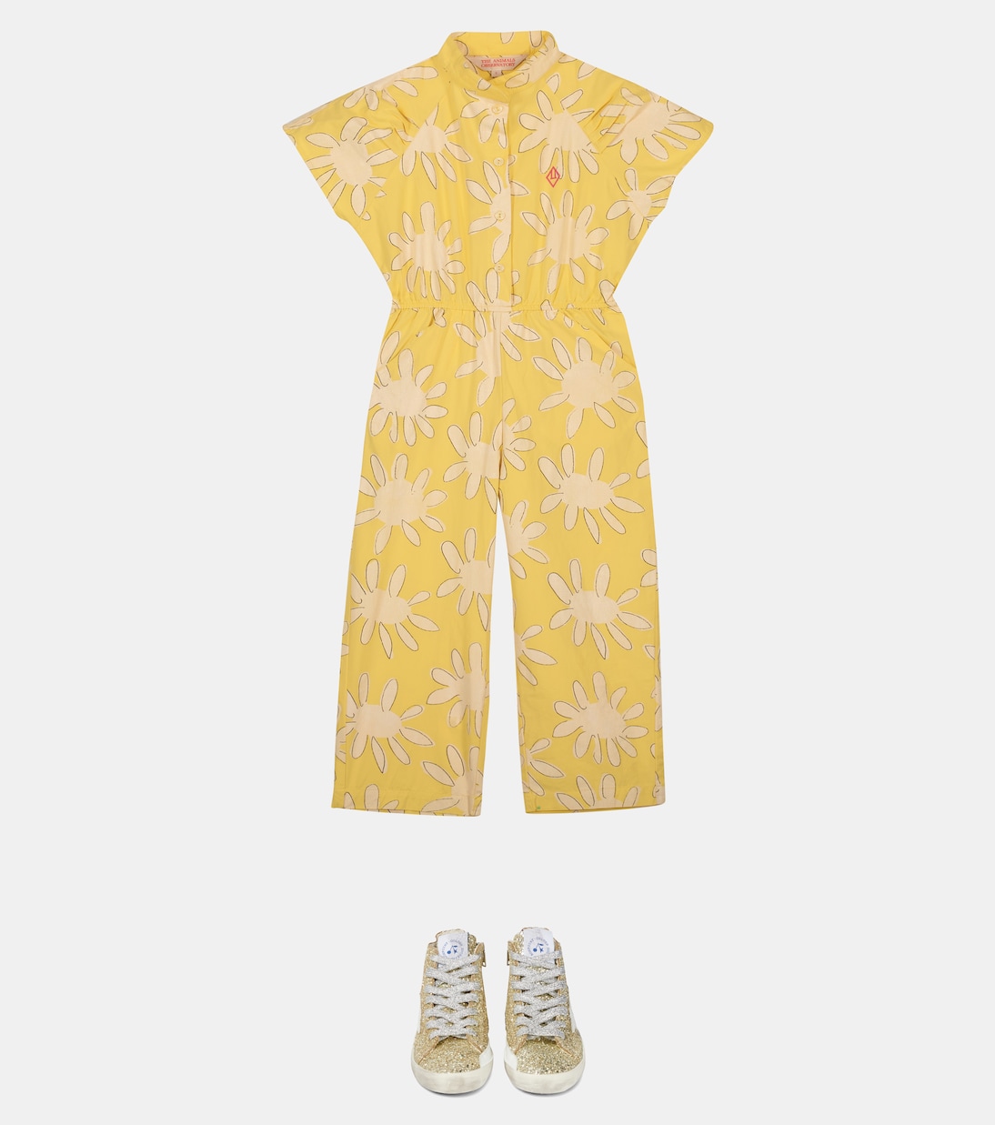 Grasshopper floral cotton jumpsuit | The Animals Observatory
