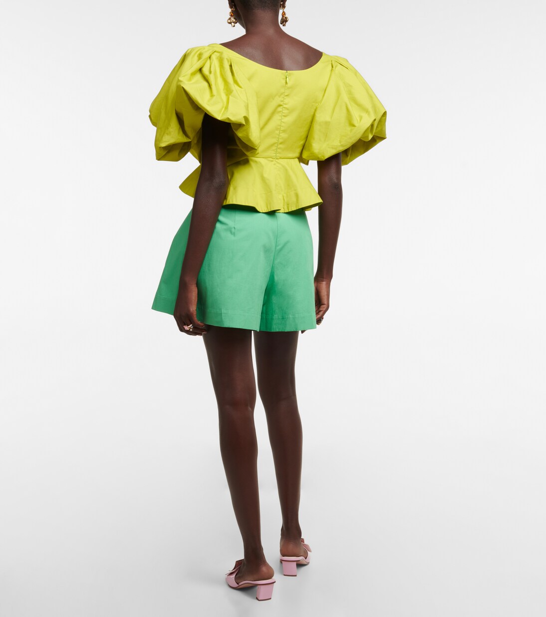 توب كروب ستايل بيبلوم من القطن البوبلين | Oscar de la Renta