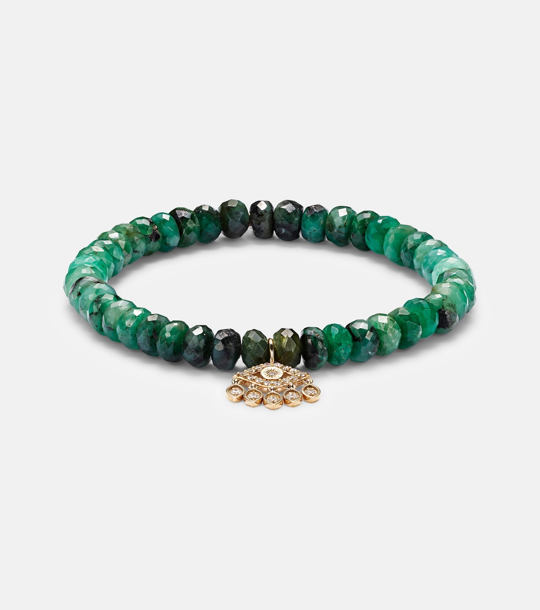 Pulsera Evil Eye de oro de 14 ct con flecos y diamantes | Sydney Evan