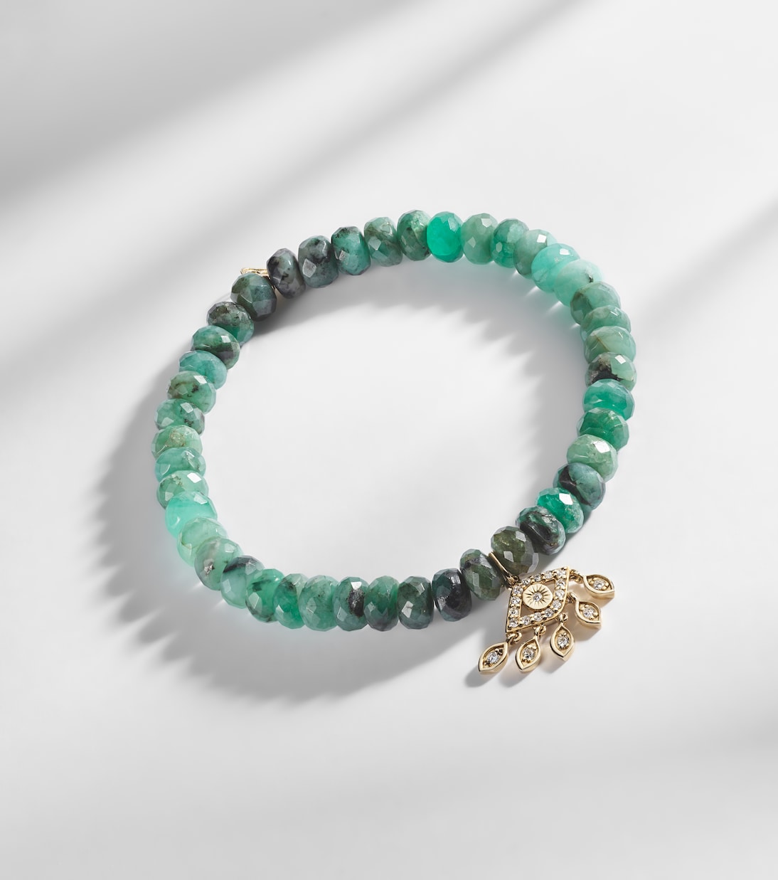 Pulsera Evil Eye de oro de 14 ct con flecos y diamantes | Sydney Evan