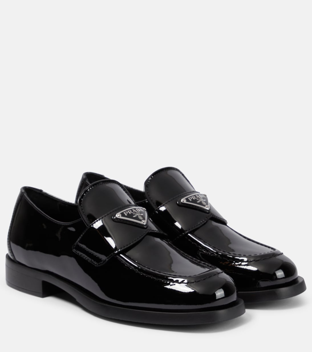 Mocassins en cuir verni à logo | Prada