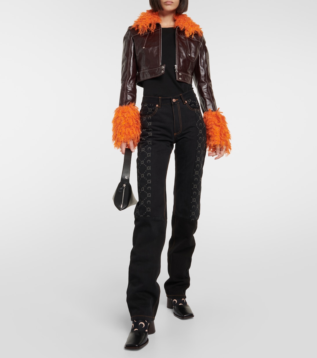 Bedruckte Stiefel mit Leder | Marine Serre