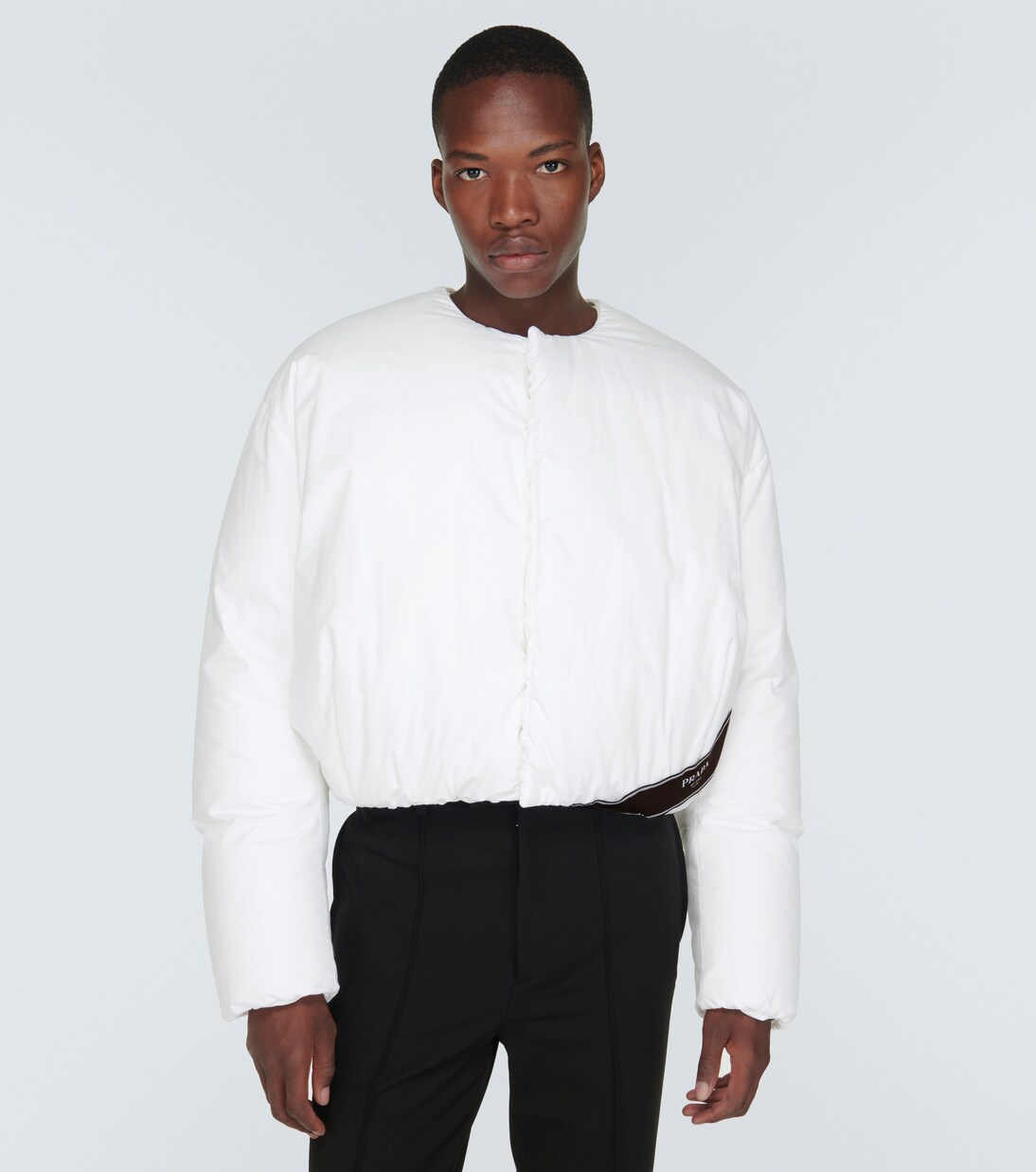 크롭 코튼 다운 재킷 | Prada