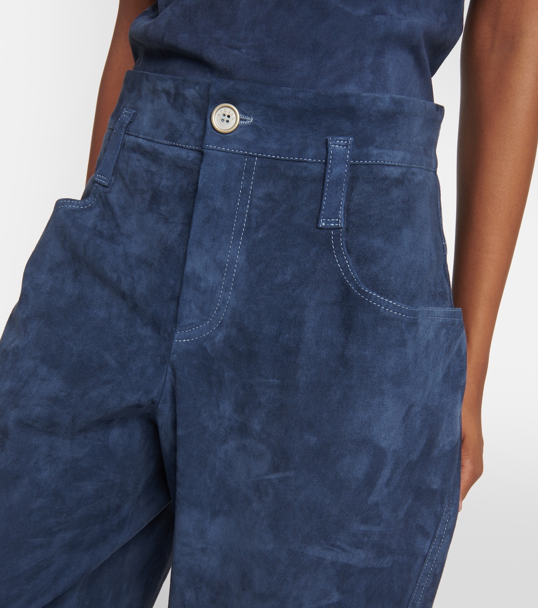 Weite Hose Cassidy aus Veloursleder | Stouls