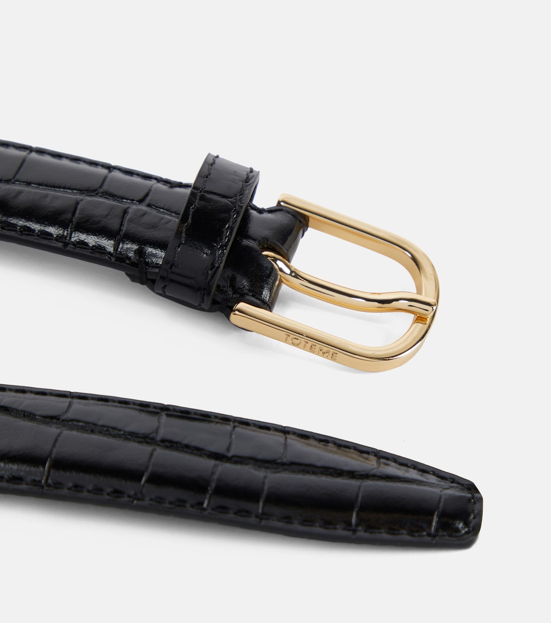 Slim croc-effect leather belt | Toteme