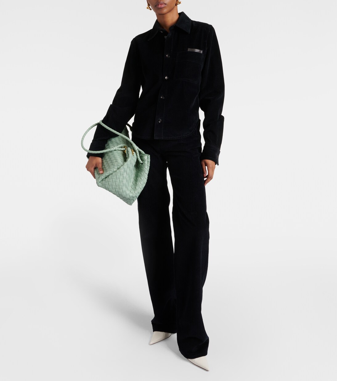 High-rise cotton corduroy straight pants | Bottega Veneta