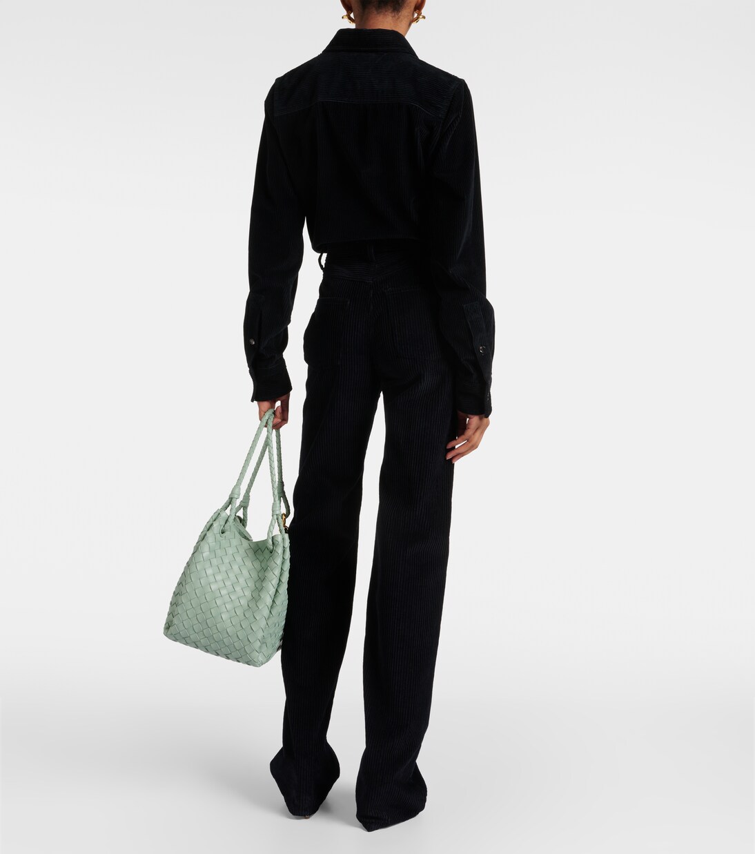 High-rise cotton corduroy straight pants | Bottega Veneta