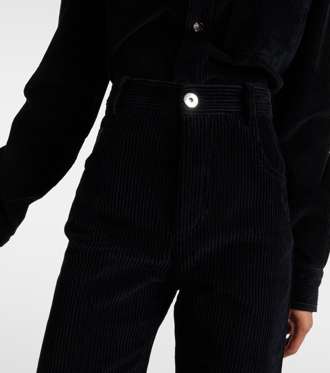High-rise cotton corduroy straight pants | Bottega Veneta