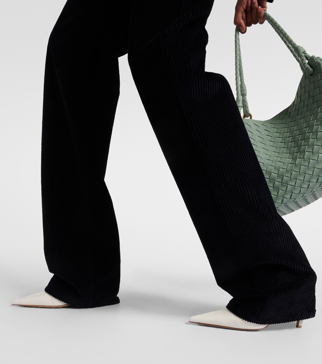 High-rise cotton corduroy straight pants | Bottega Veneta