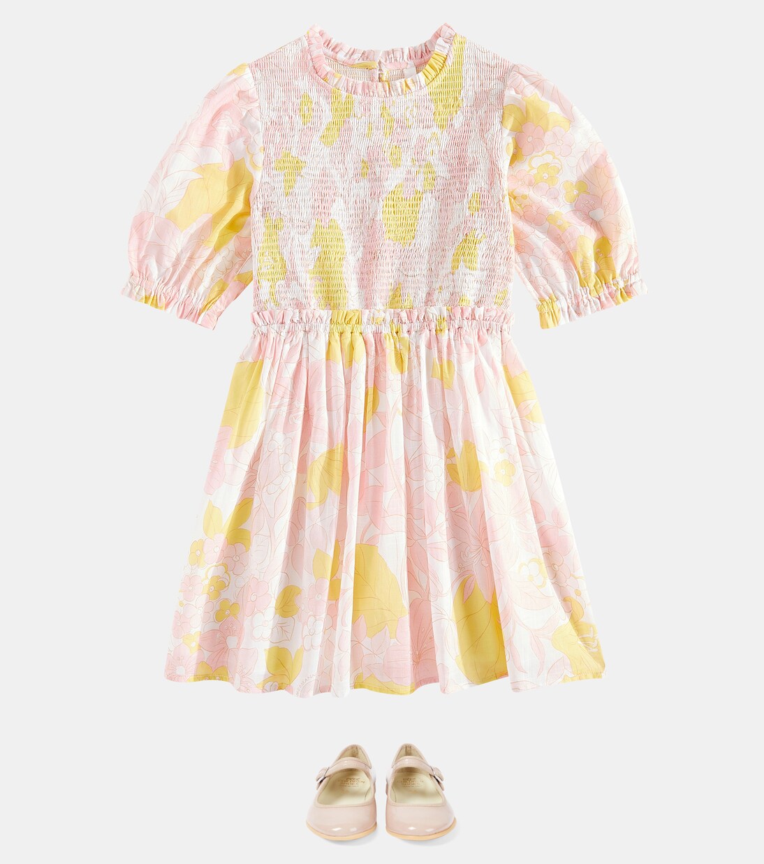 Pop puff-sleeve floral cotton dress | Zimmermann Kids