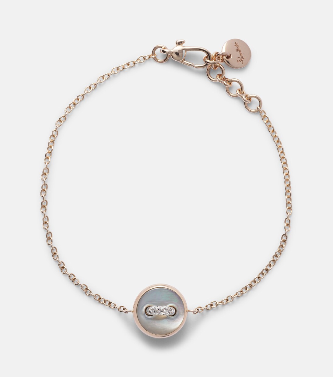 Pom Pom Dot 18kt rhodium-plated rose gold bracelet with mother-of-pearl and diamonds | Pomellato