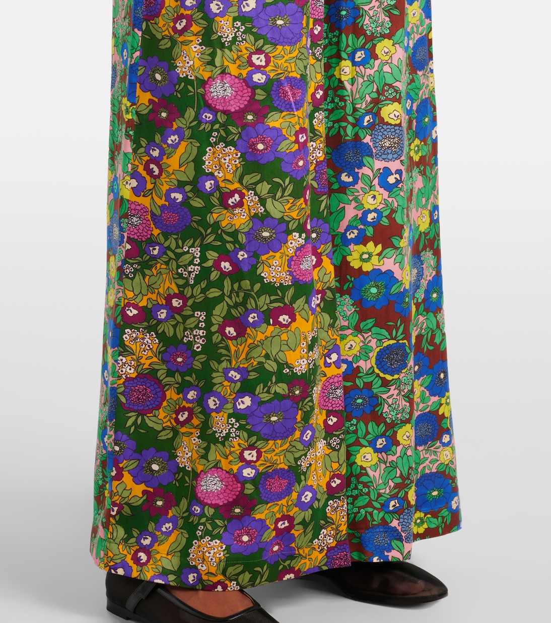 Bedruckte Hose mit weitem Bein aus Seidensatin | Alémais